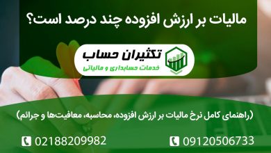 مالیات بر ارزش افزوده چند درصد است؟ راهنمای کامل نرخ مالیات بر ارزش افزوده، محاسبه، معافیت‌ها و جرائم